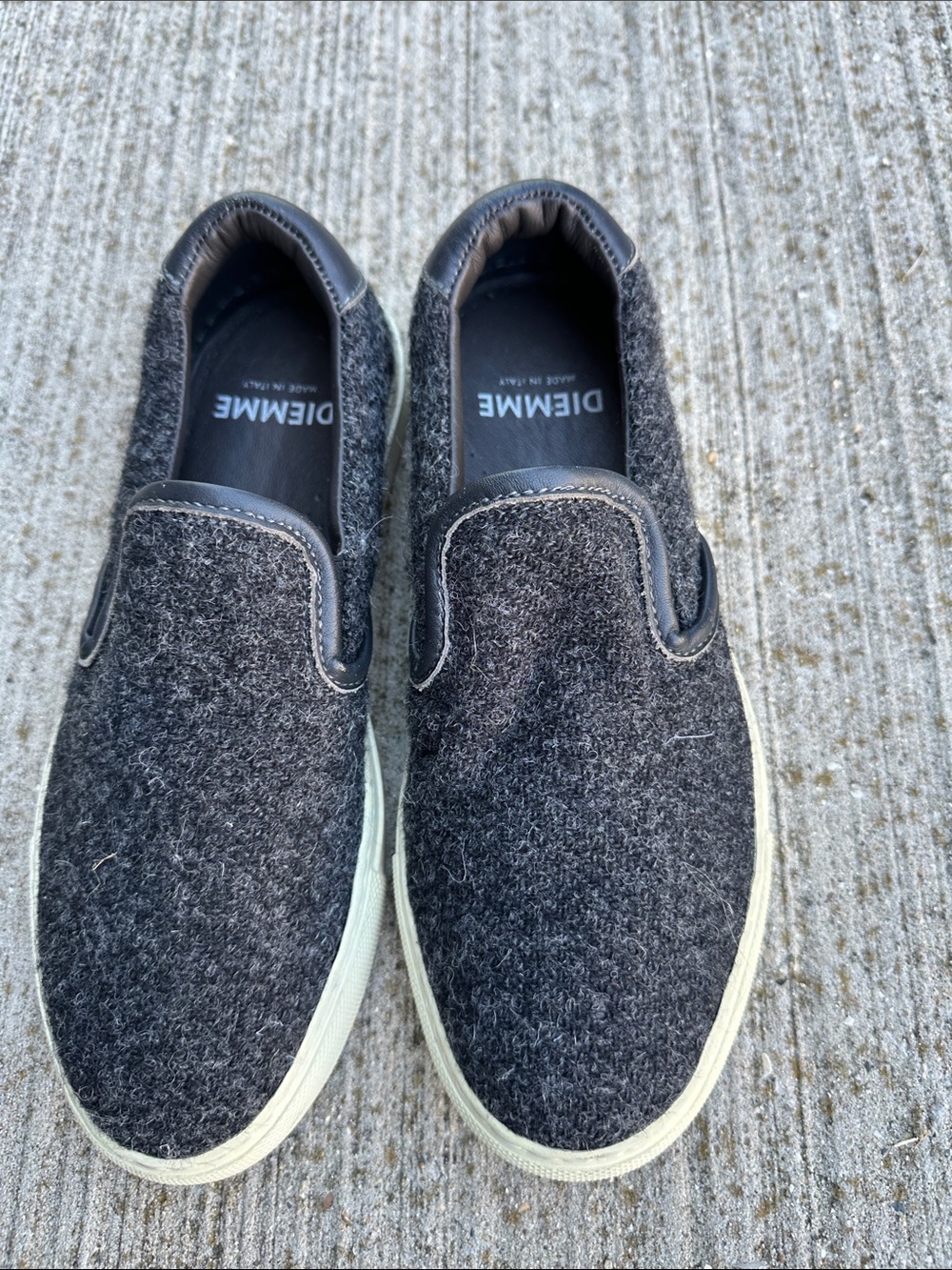 Diemme Made in Italy Women Slip-On Wool Sneakers in Dark Gray Size 37